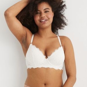 aerie Real Power Plunge Push Up Eyelash Lace Bra
